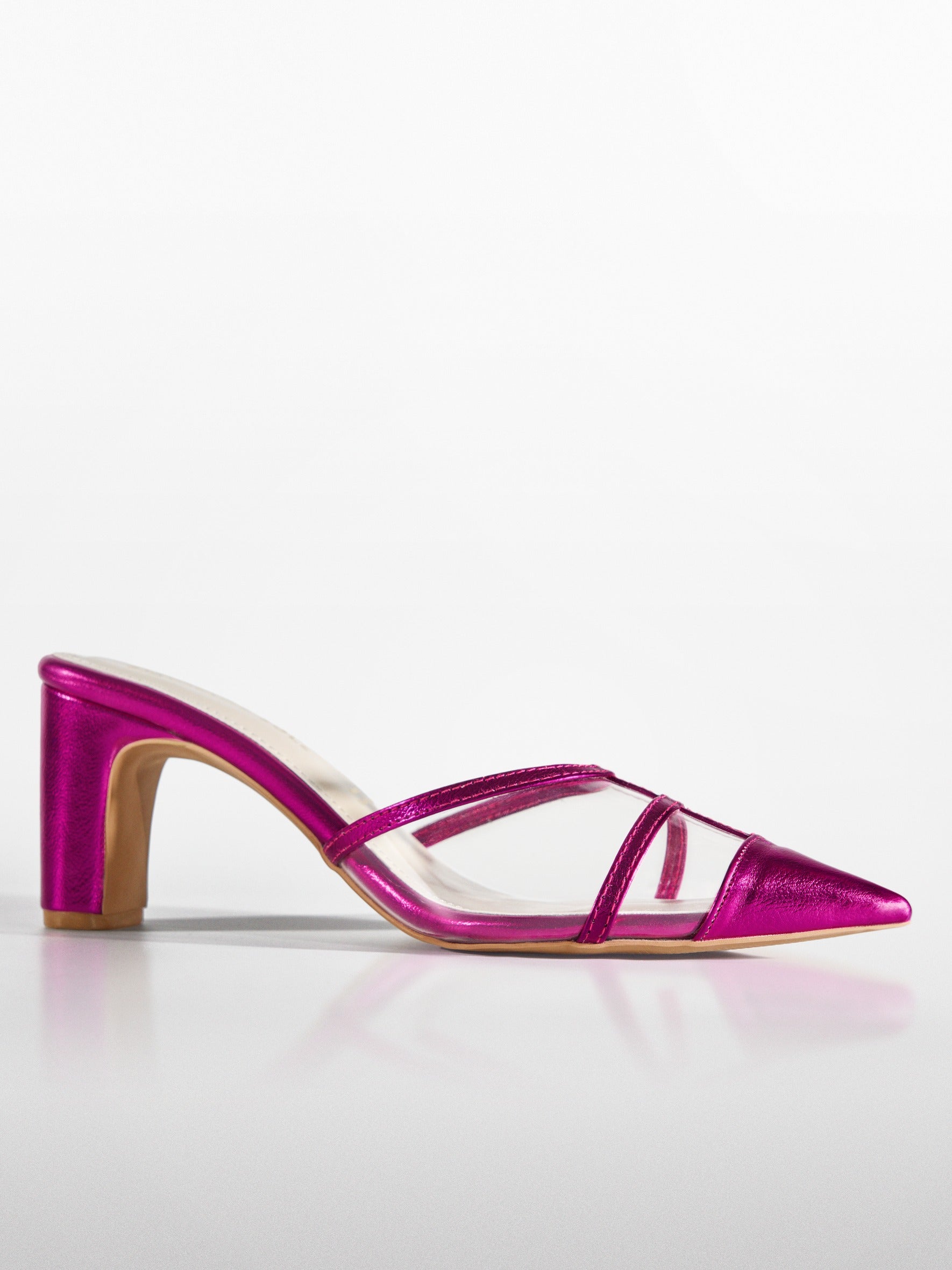 Fuchsia Cage Slingback Kitten Heel