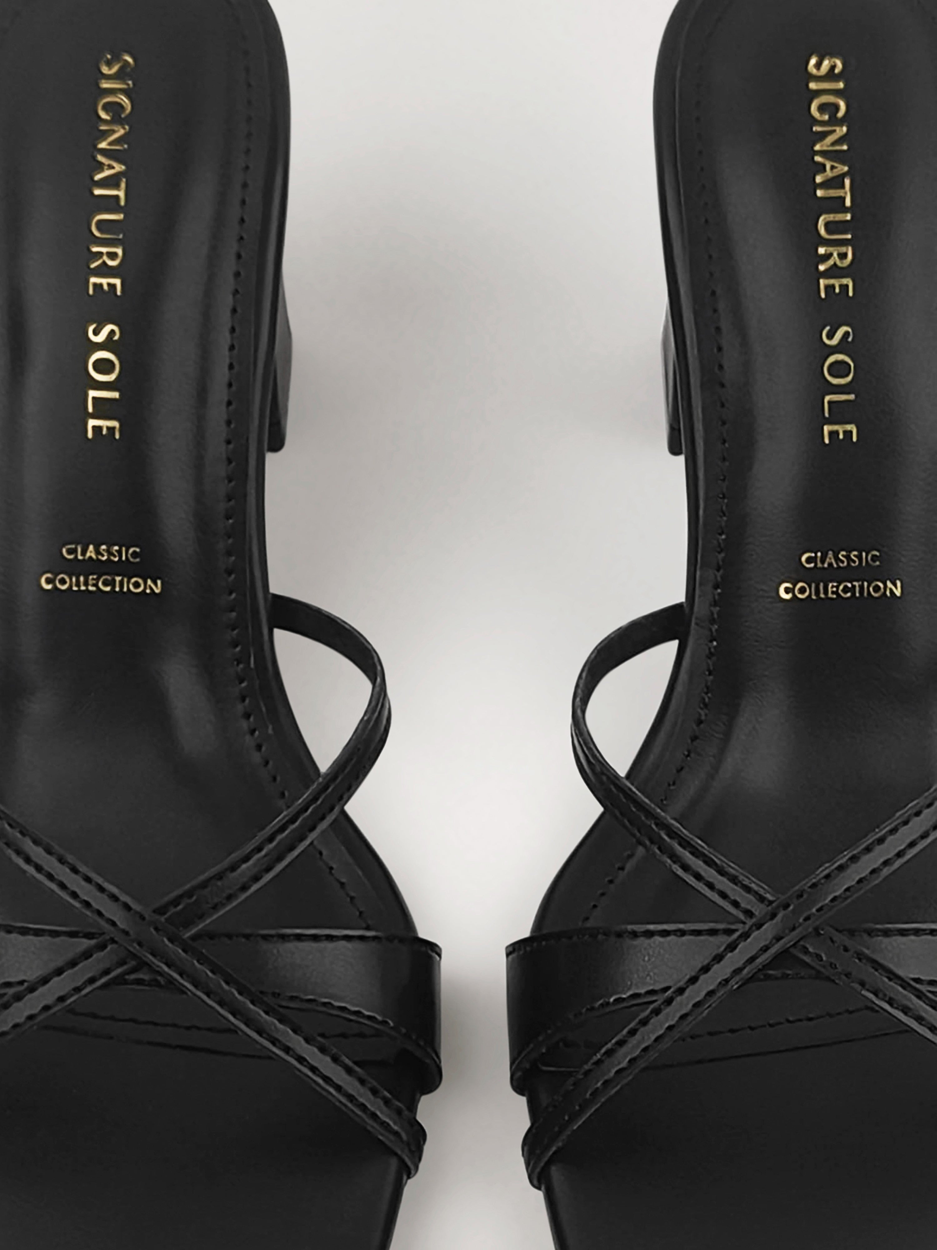 Black Cross-Strap Block Heel Mule