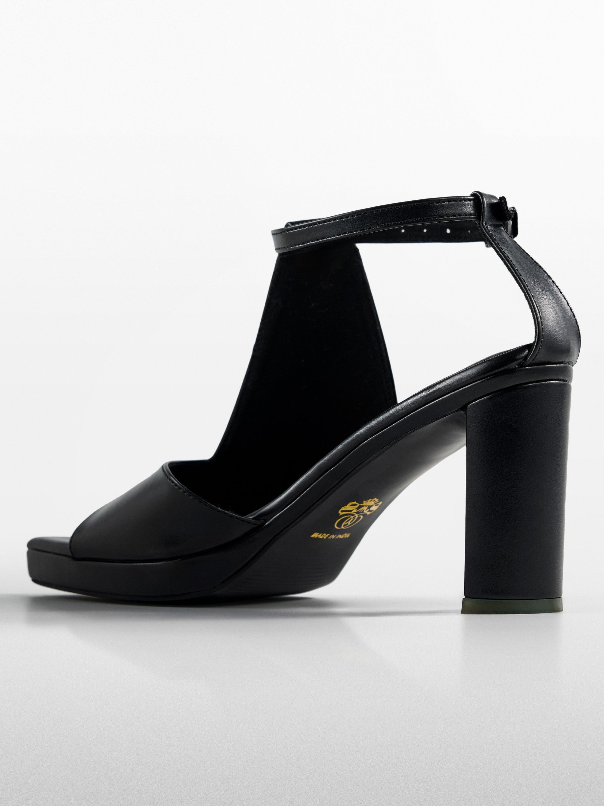 Black wedge Block Heel Sandal