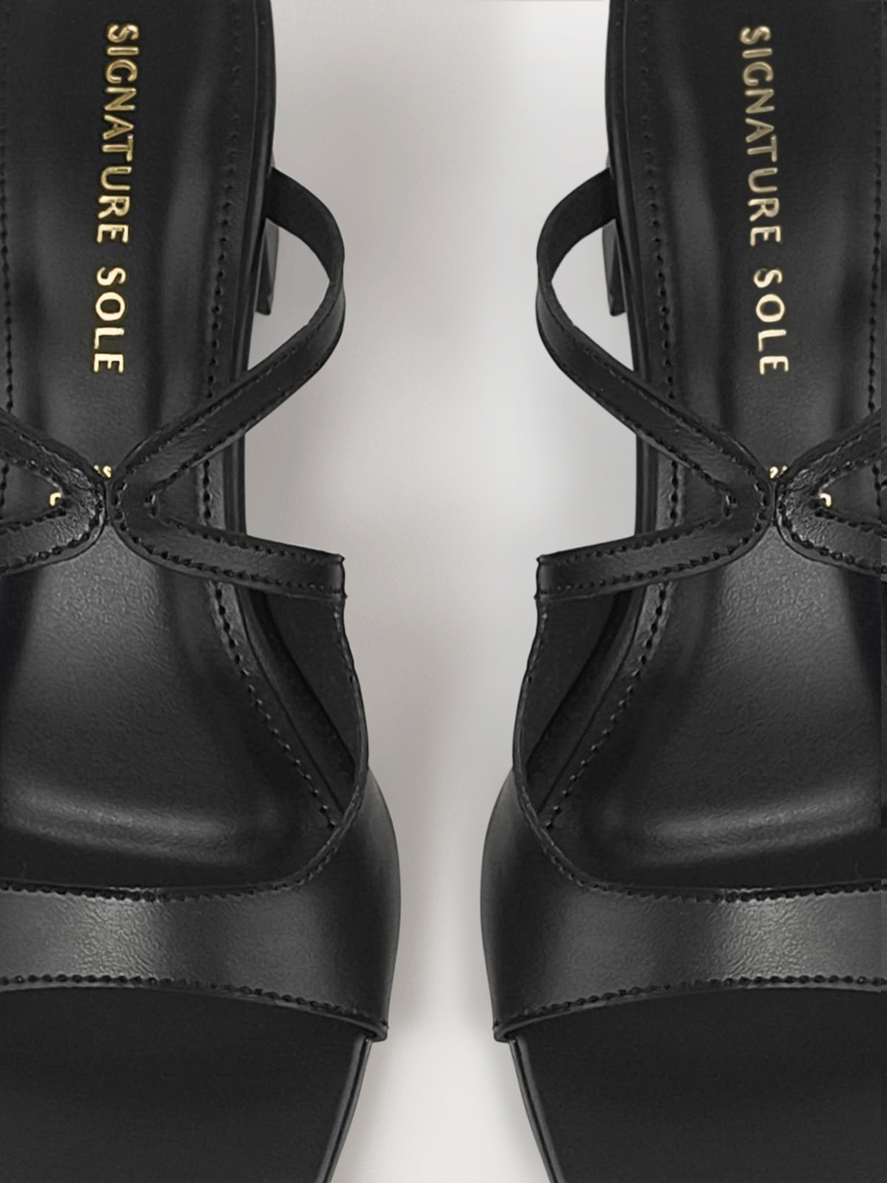 Black Arch Strap wedge Block Heel