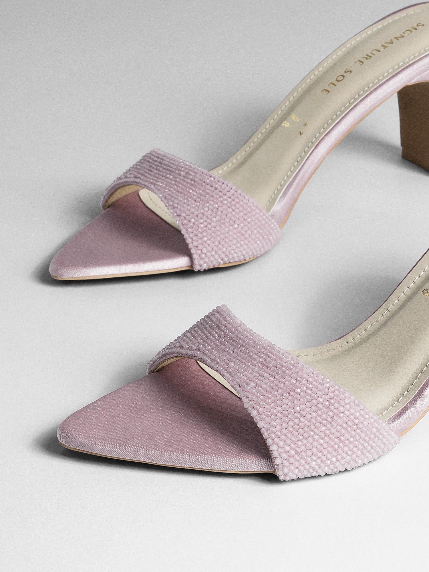 Rose Crystal Embellished Kitten Heel