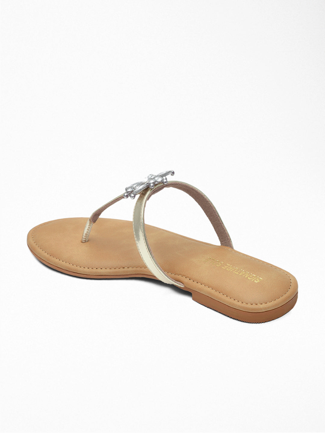 Gold Crystal Toe Post Sandal