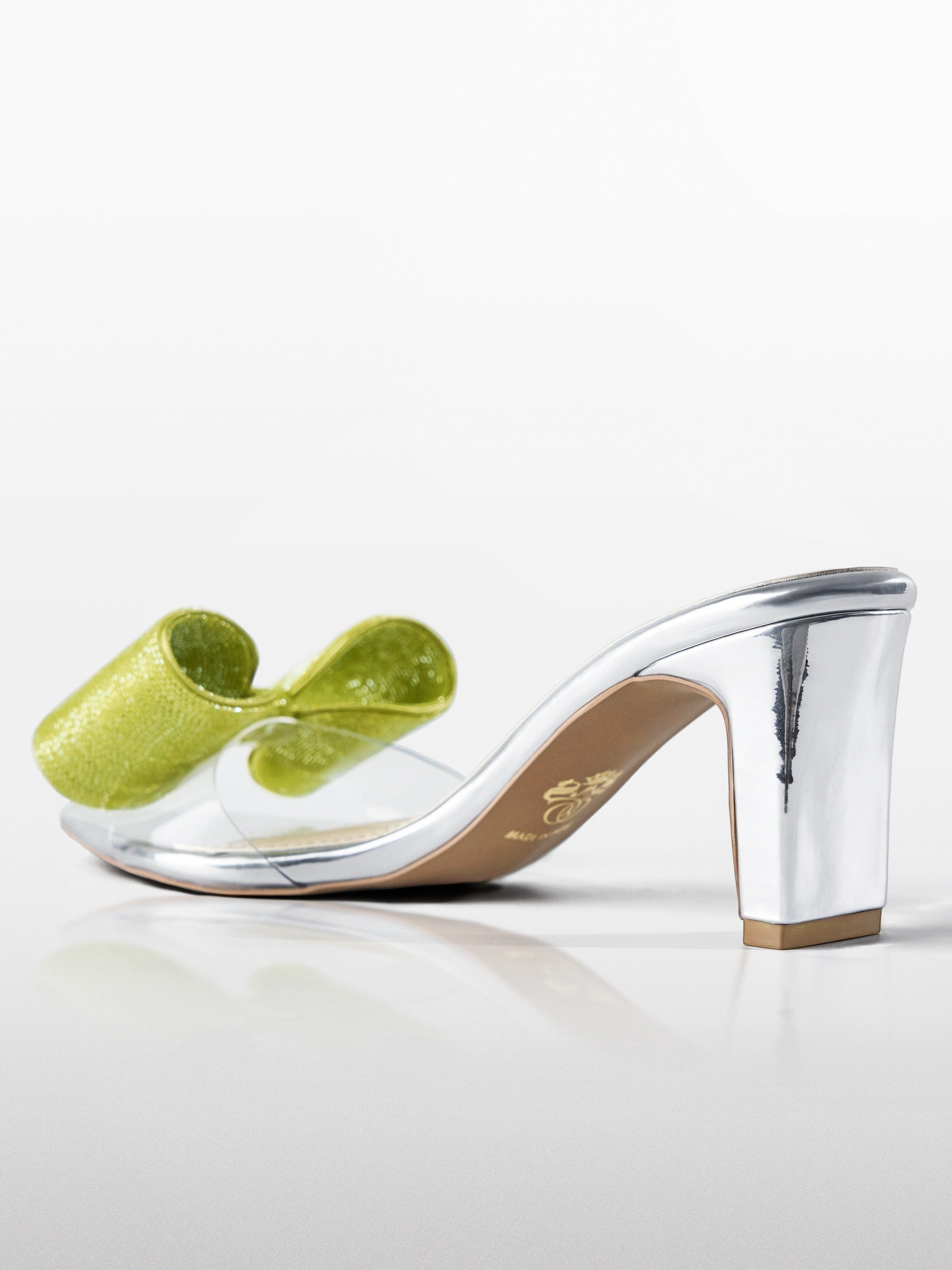 Green Crystal Bow transparent Kitten Heel