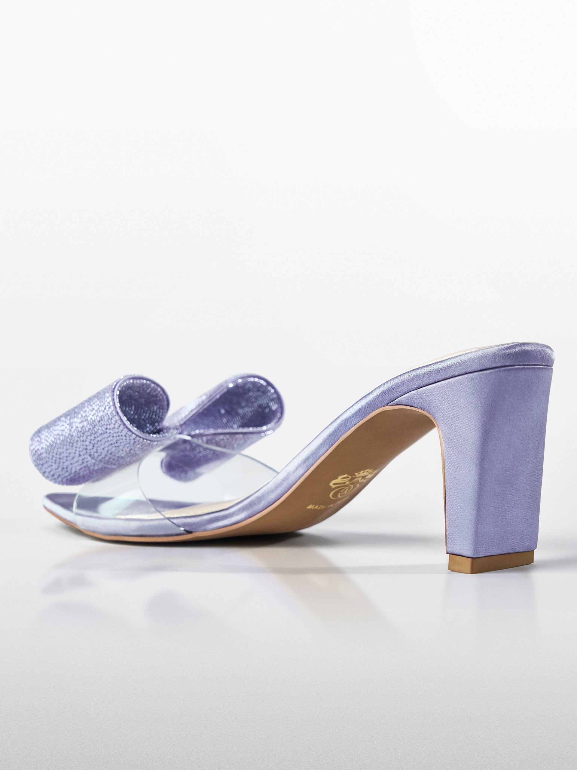 Lilac Crystal Bow transparent Kitten Heel