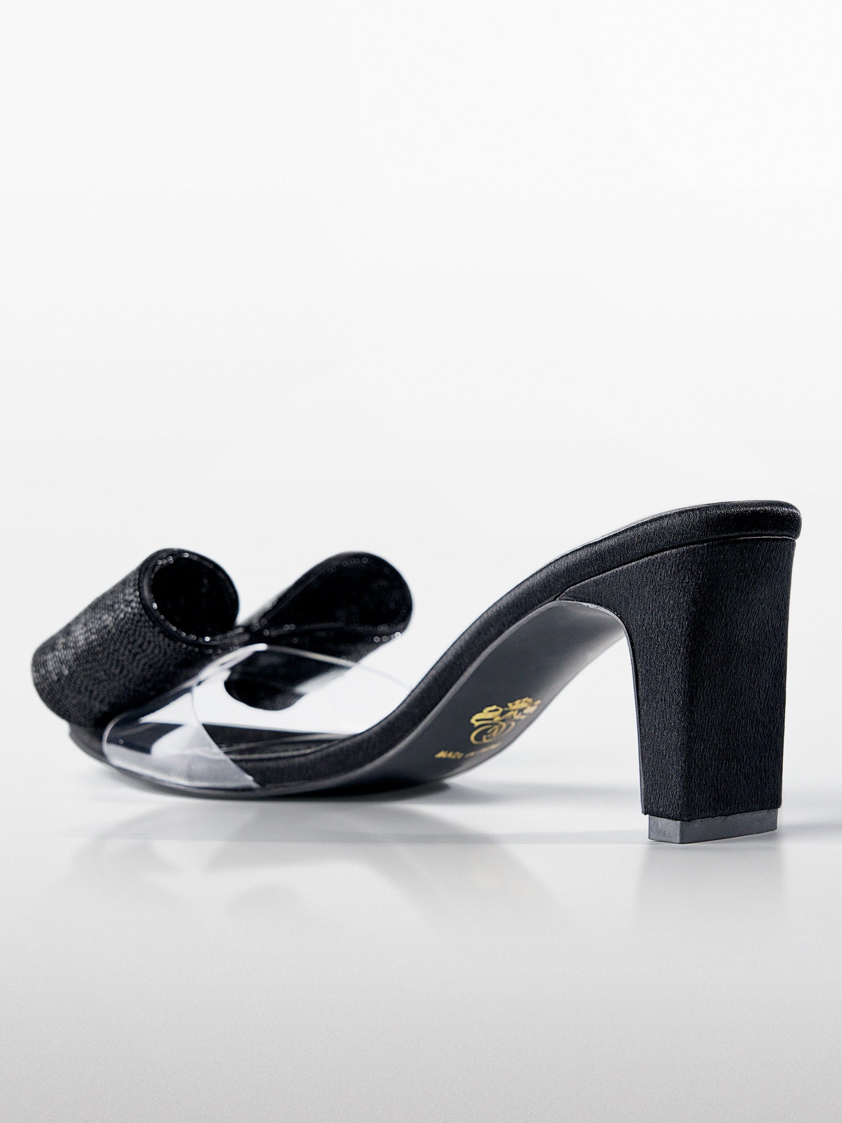 Black Suede Cross Strap Block Heel Mule