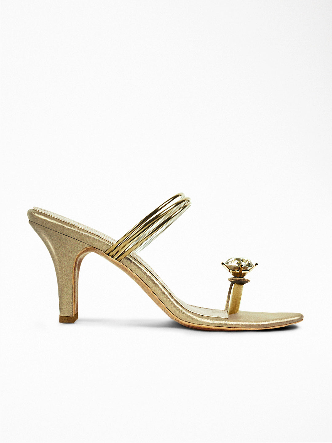 Gold Diamond Gem Heel Sandal