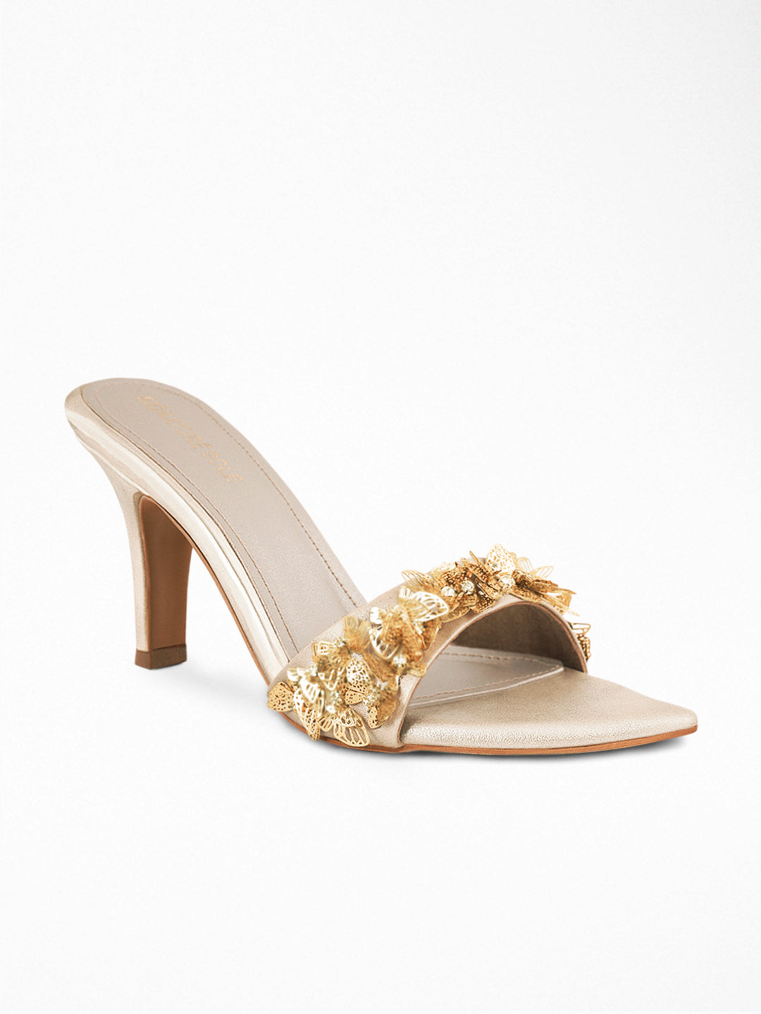Gold Butterfly Heel Mule