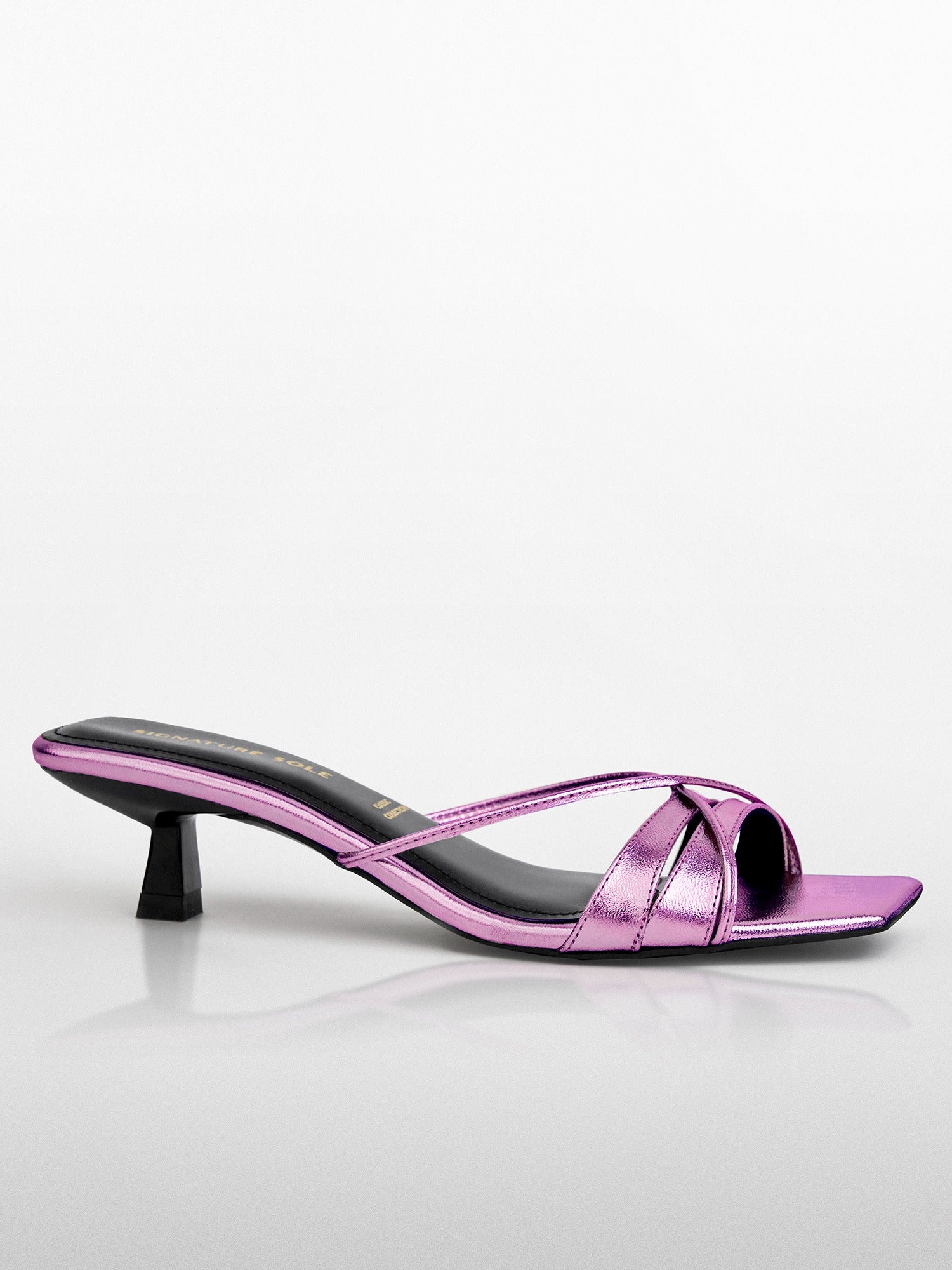 pink Metallic Ankle Wrap Block Heel