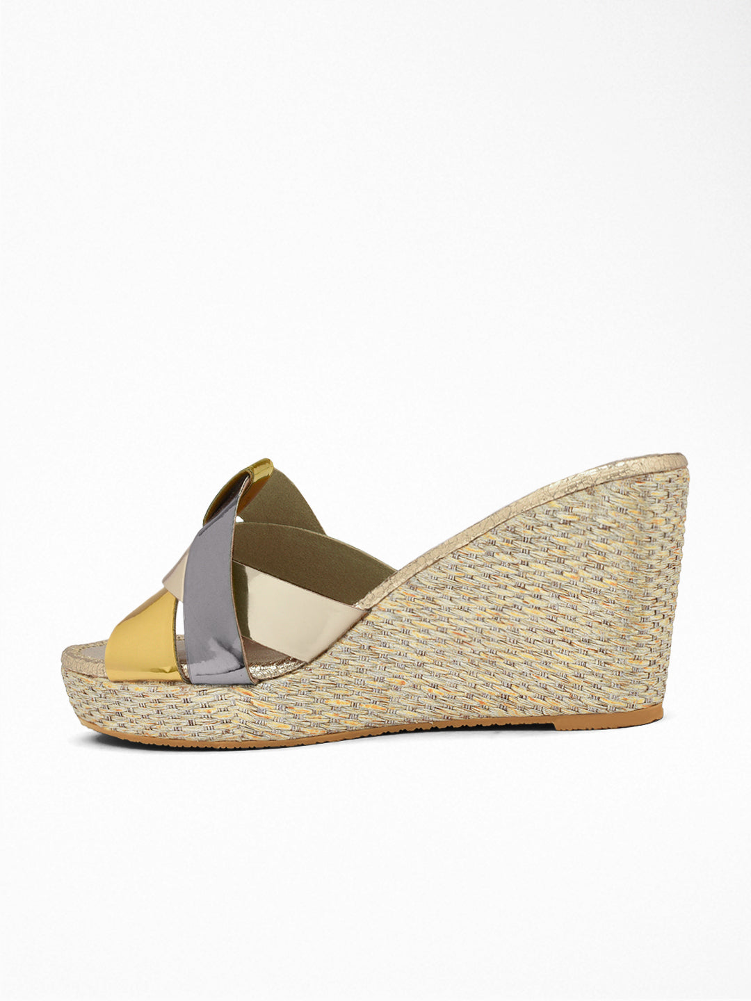 Gold Silver wedge Wedge Mule