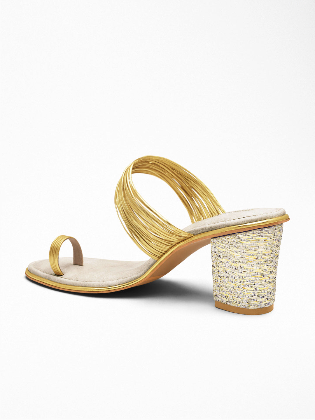 Off-White gold Block Heel Sandal
