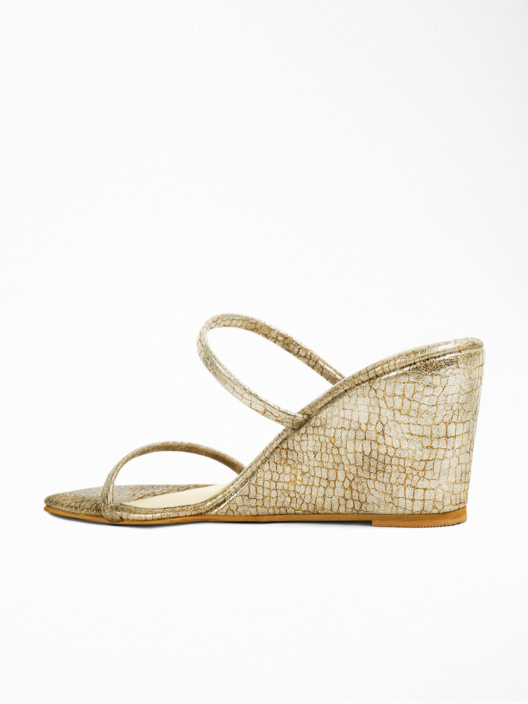 Gold Croc Wedge Mule