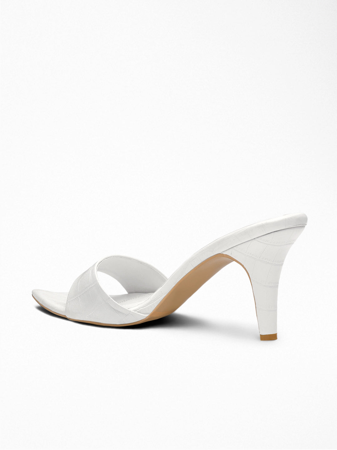 White Croc heels Mule
