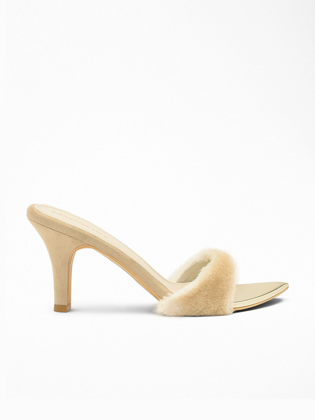 Nude Faux Fur heels Mule