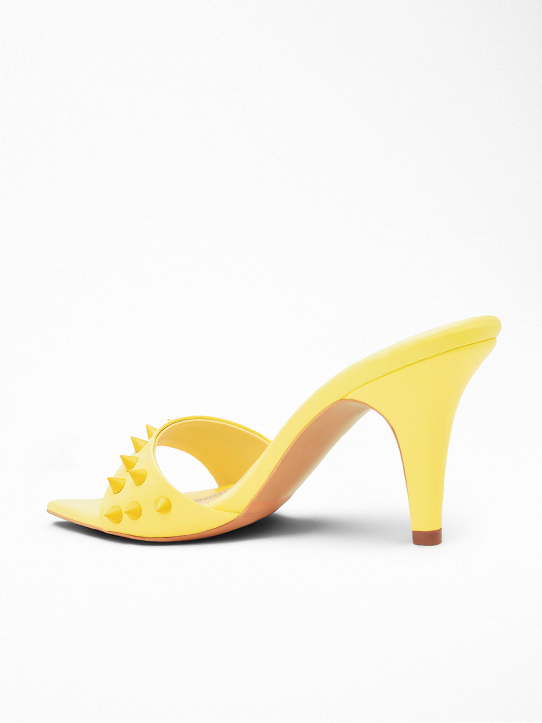Yellow Spike Stud heels Mule