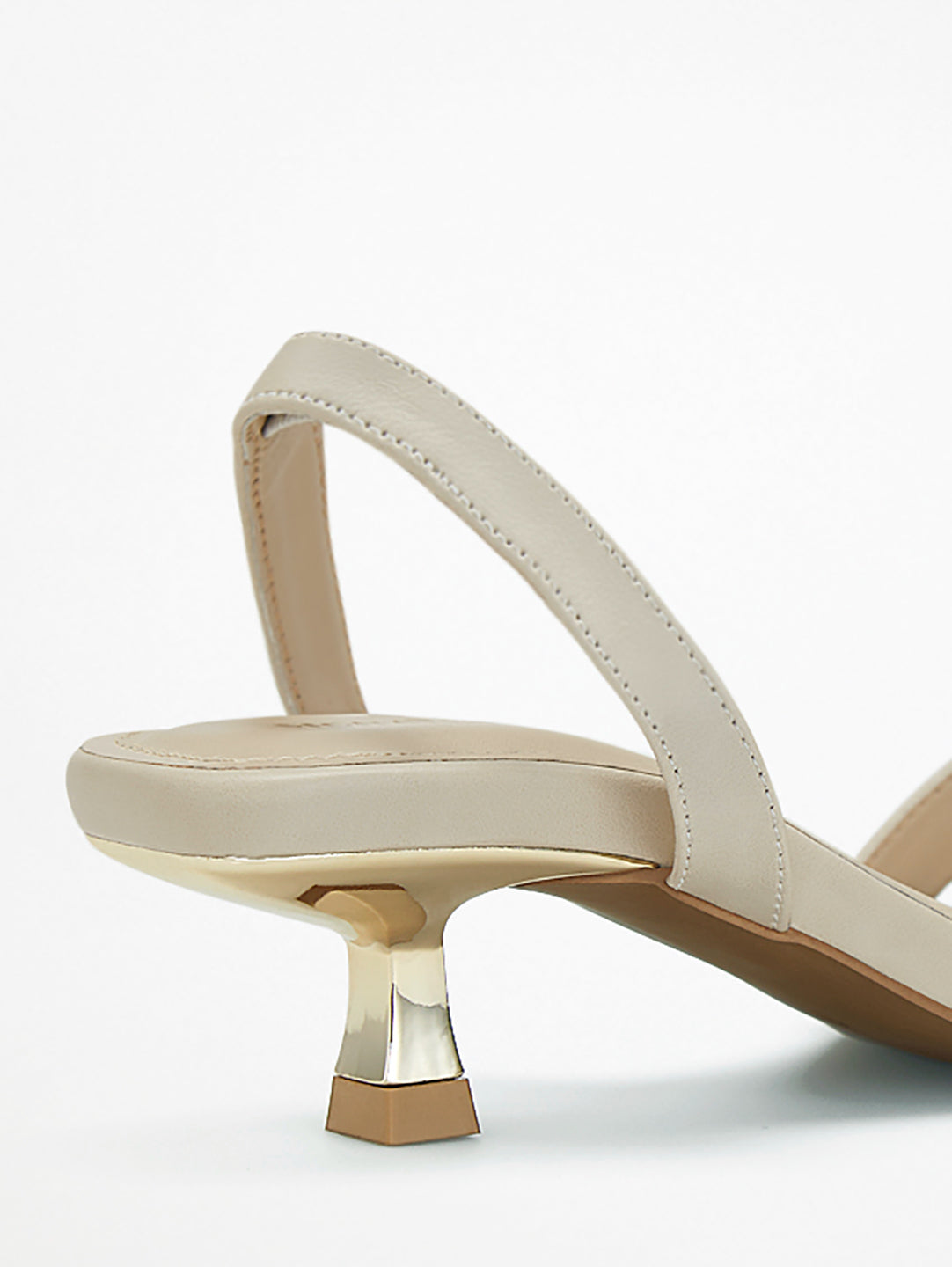 Cream Cross-Strap Gold Hardware Heel