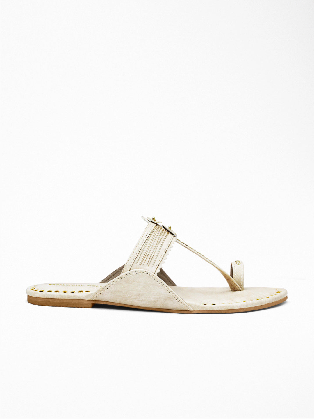 Off-White Gold Ethnic Flat Sandal