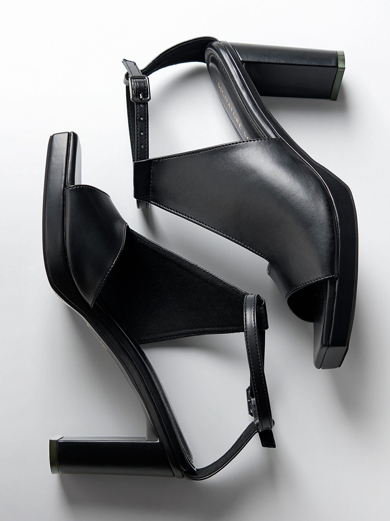 Black wedge Block Heel Sandal
