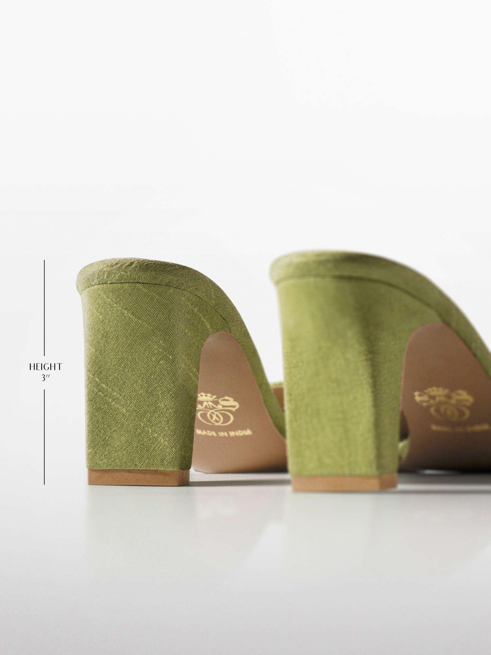 Green Crystal Embellished Kitten Heel