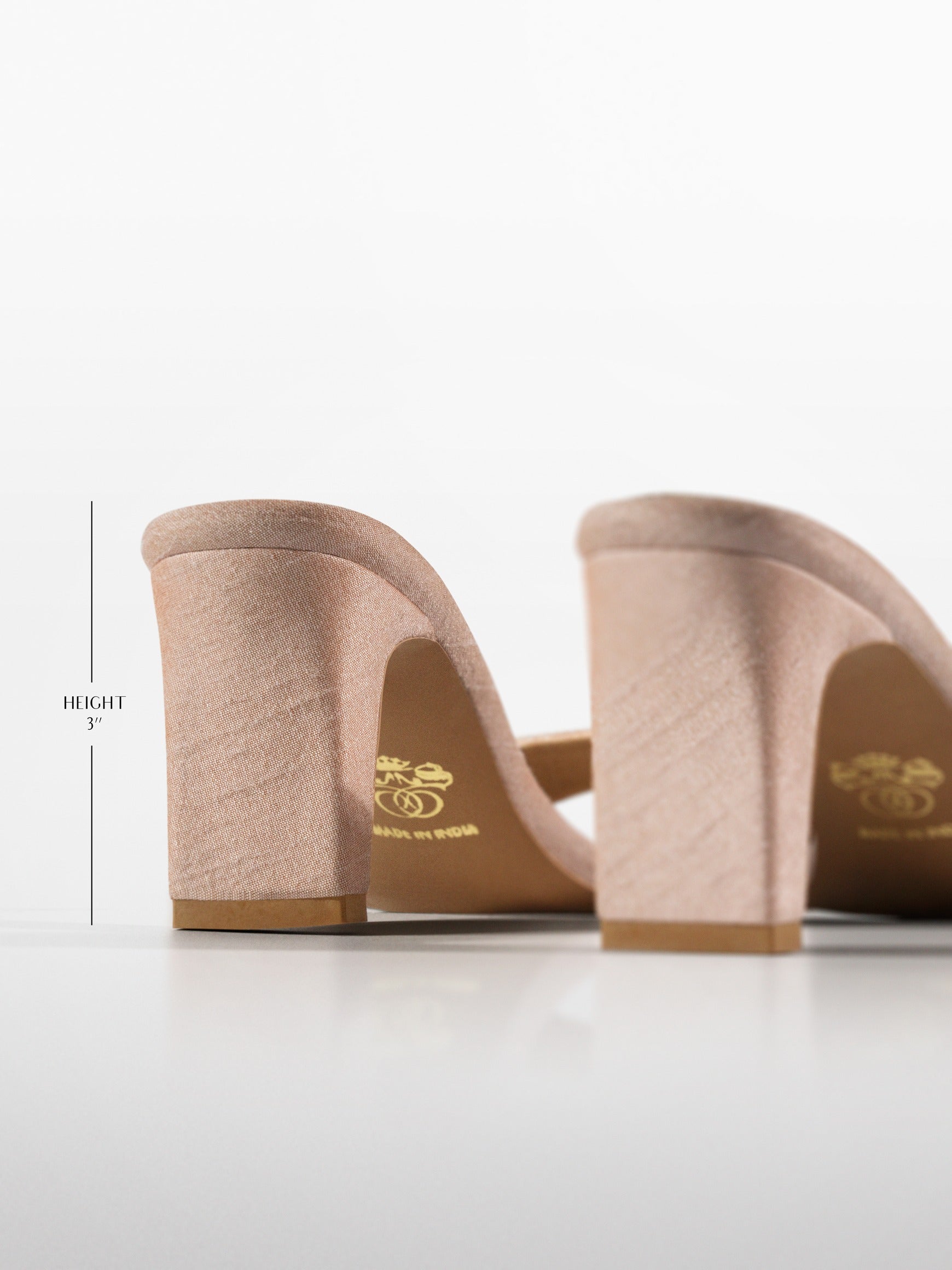 Peach Crystal Embellished Kitten Heel
