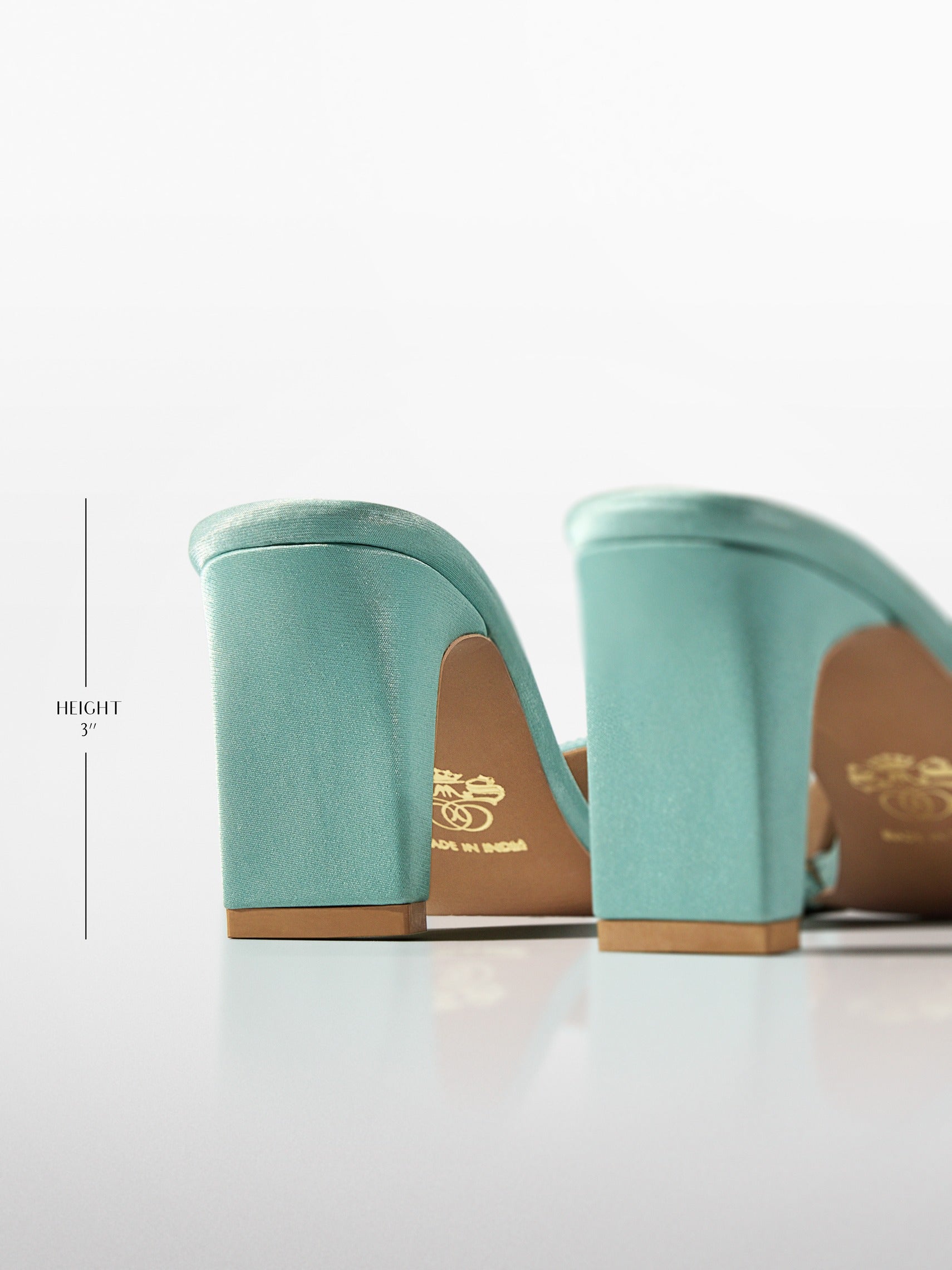 Mint Crystal Embellished Kitten Heel
