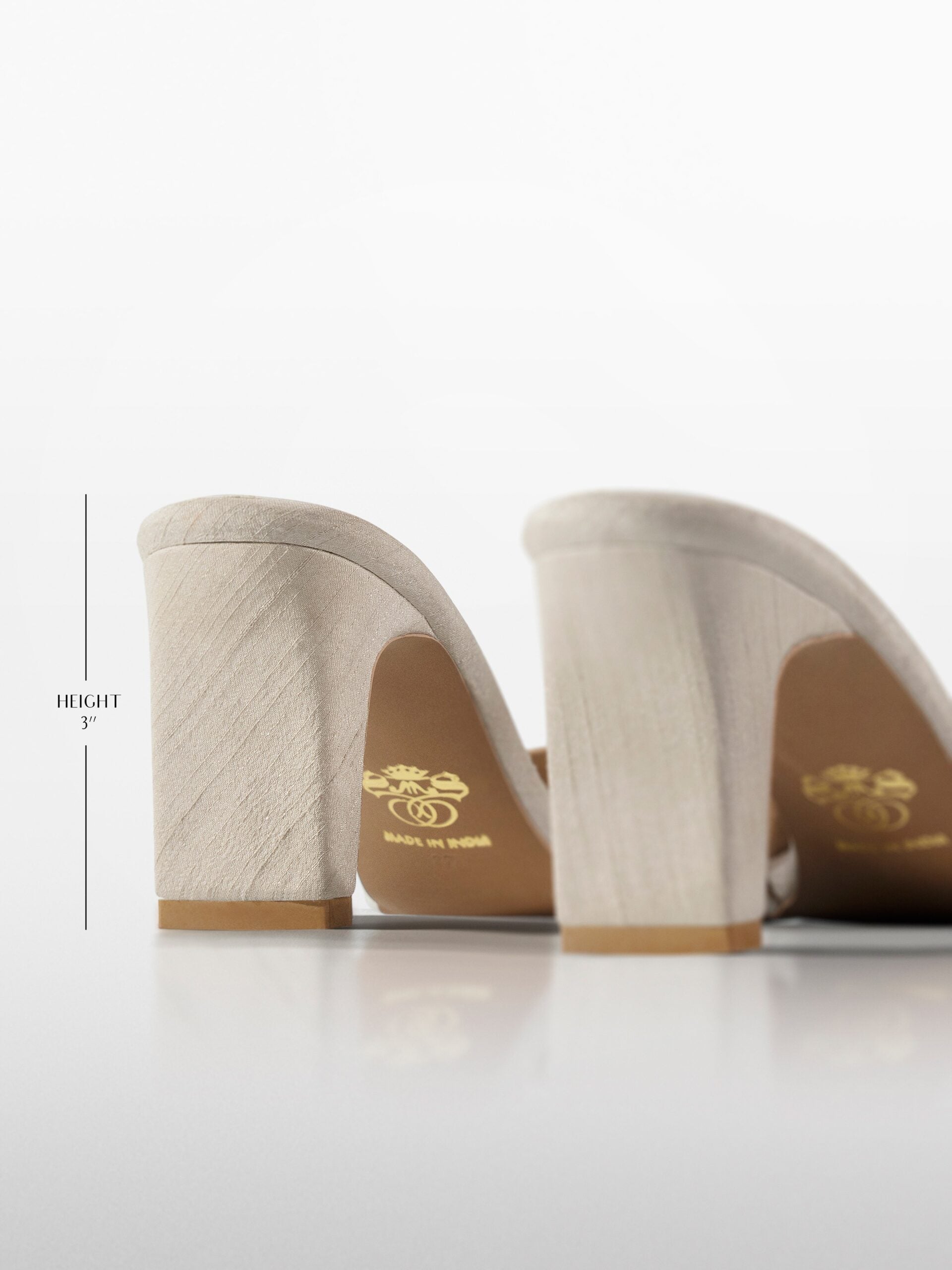 Ivory Crystal Embellished Block Heel Mule
