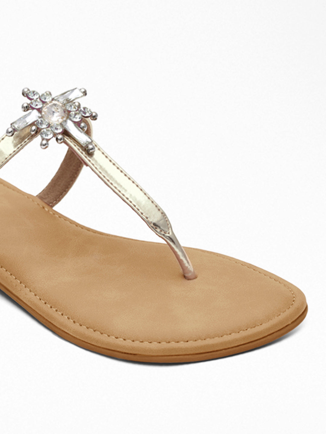 Gold Crystal Toe Post Sandal