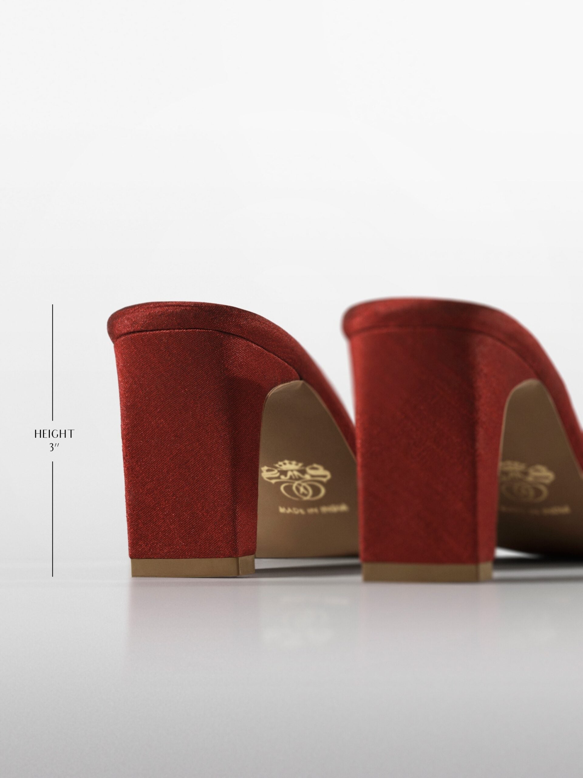 Red Crystal Embellished Block Heel Mule