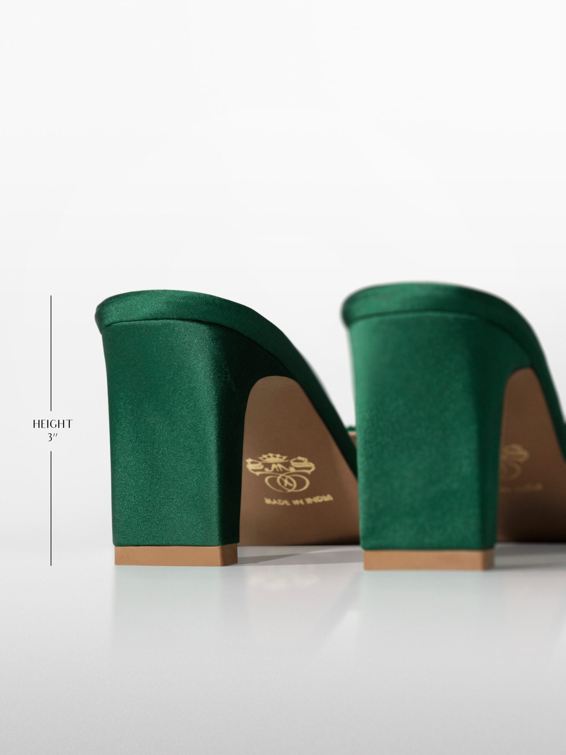 Green Crystal Embellished Kitten Heel Mule