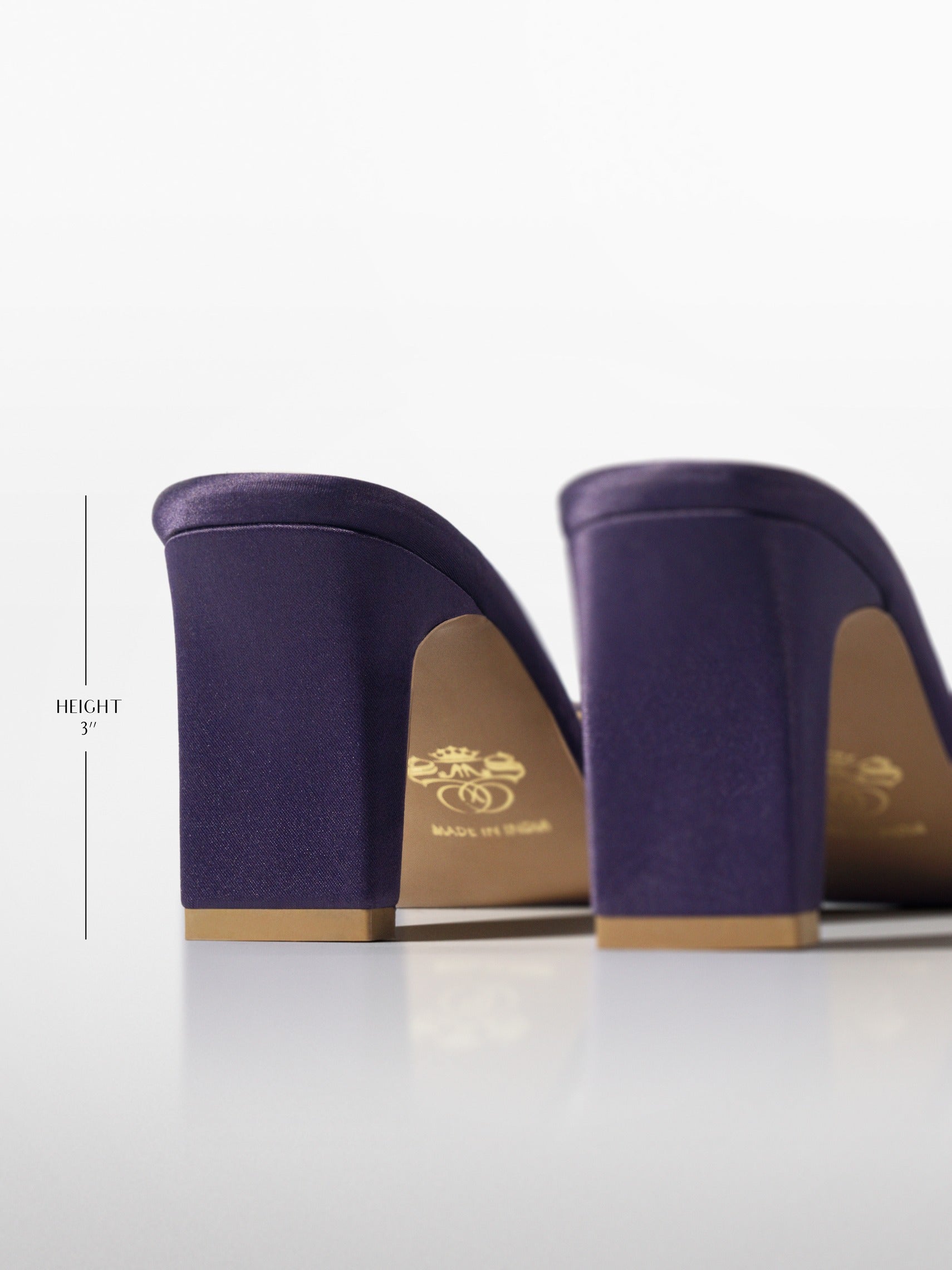 Purple Crystal Embellished Kitten Heel Mule