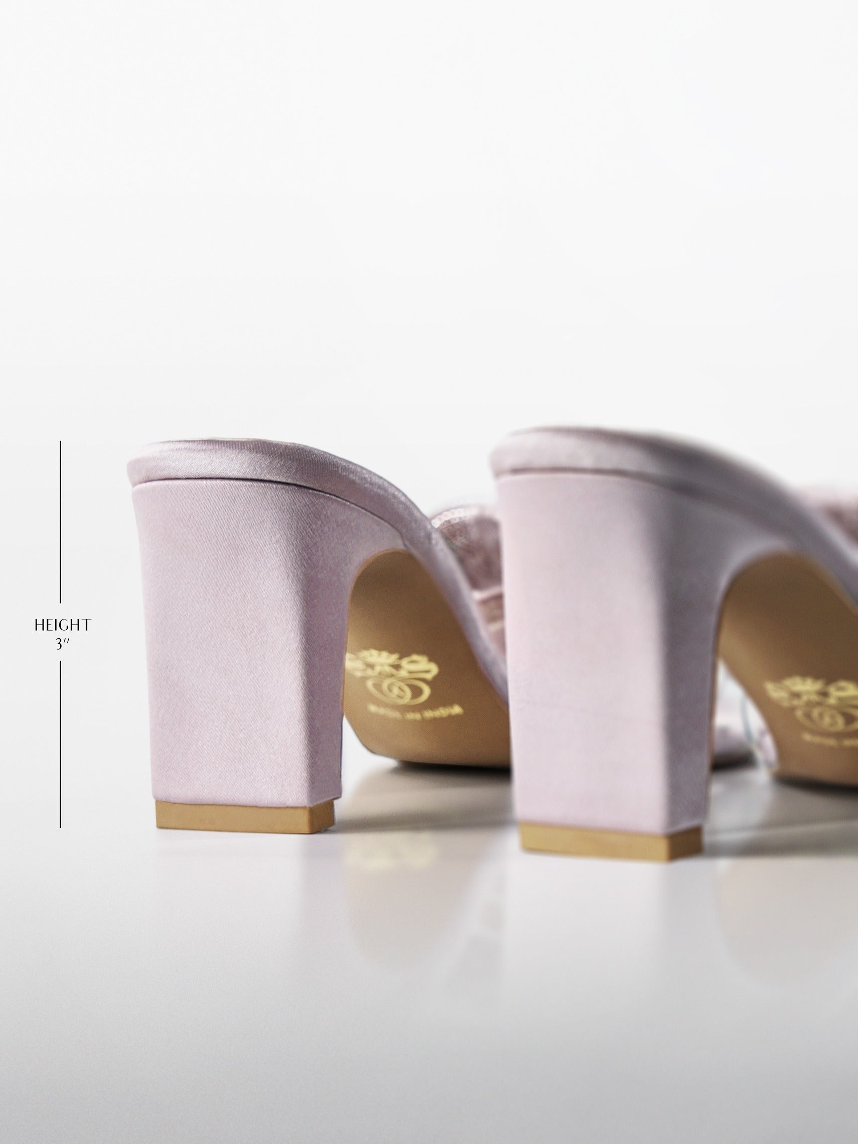 Blush Crystal Bow Block Heel Mule