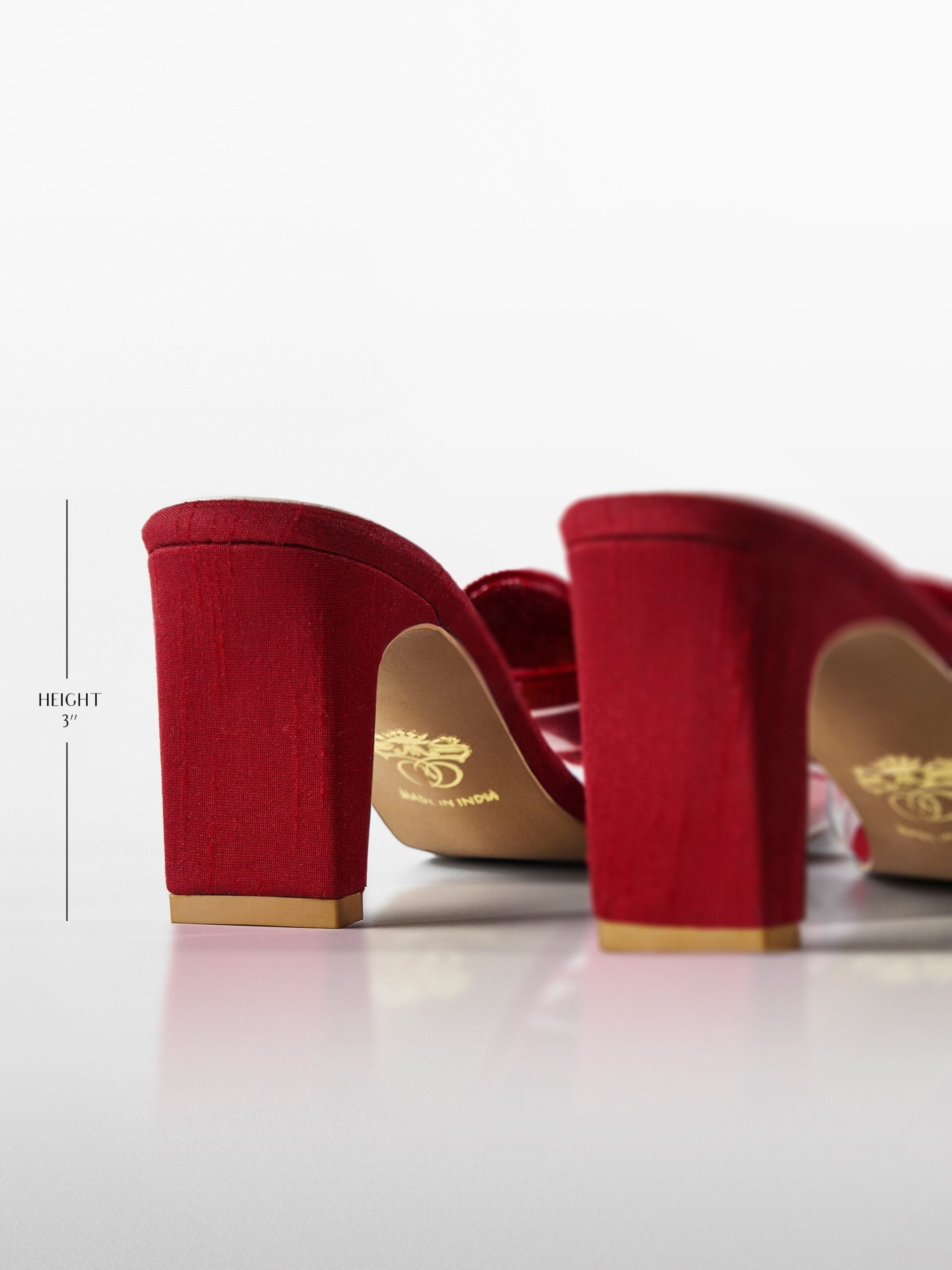 Red Crystal Bow Satin Kitten Heel