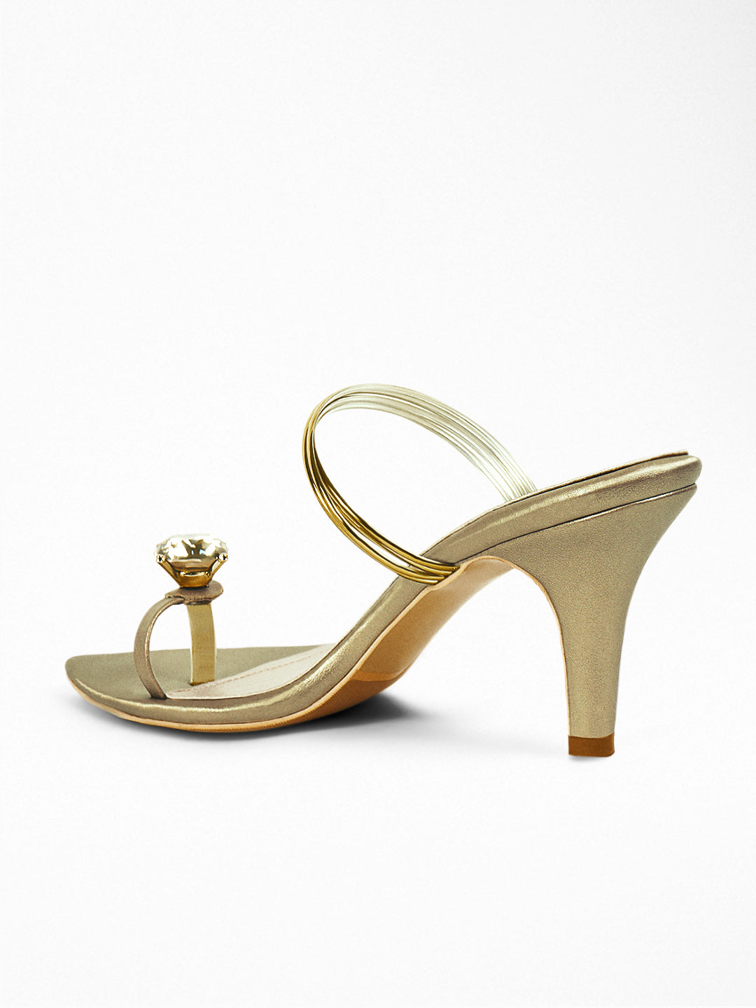 Gold Diamond Gem Heel Sandal