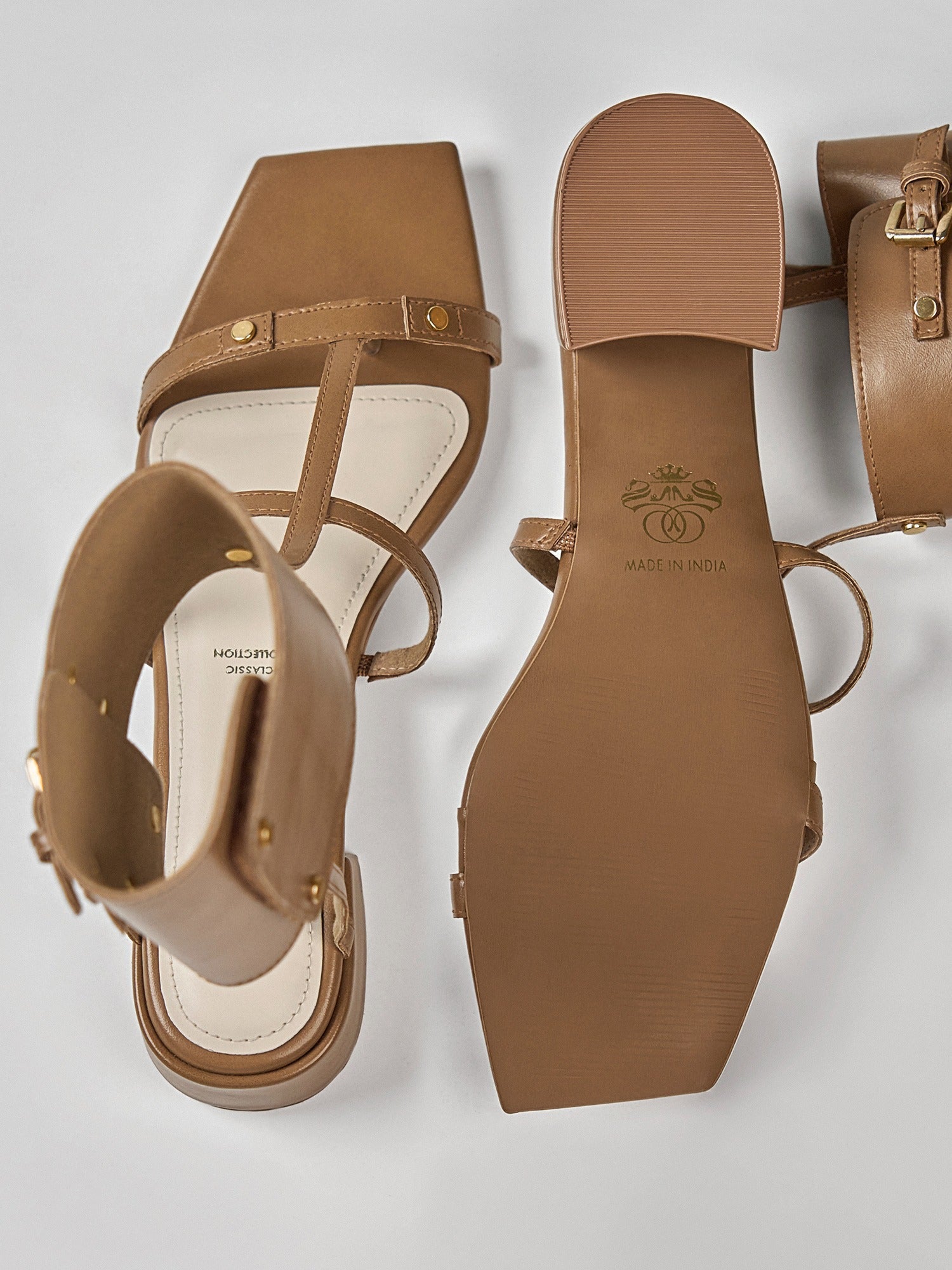 Tan Gladiator Ankle Cuff Flat Sandal