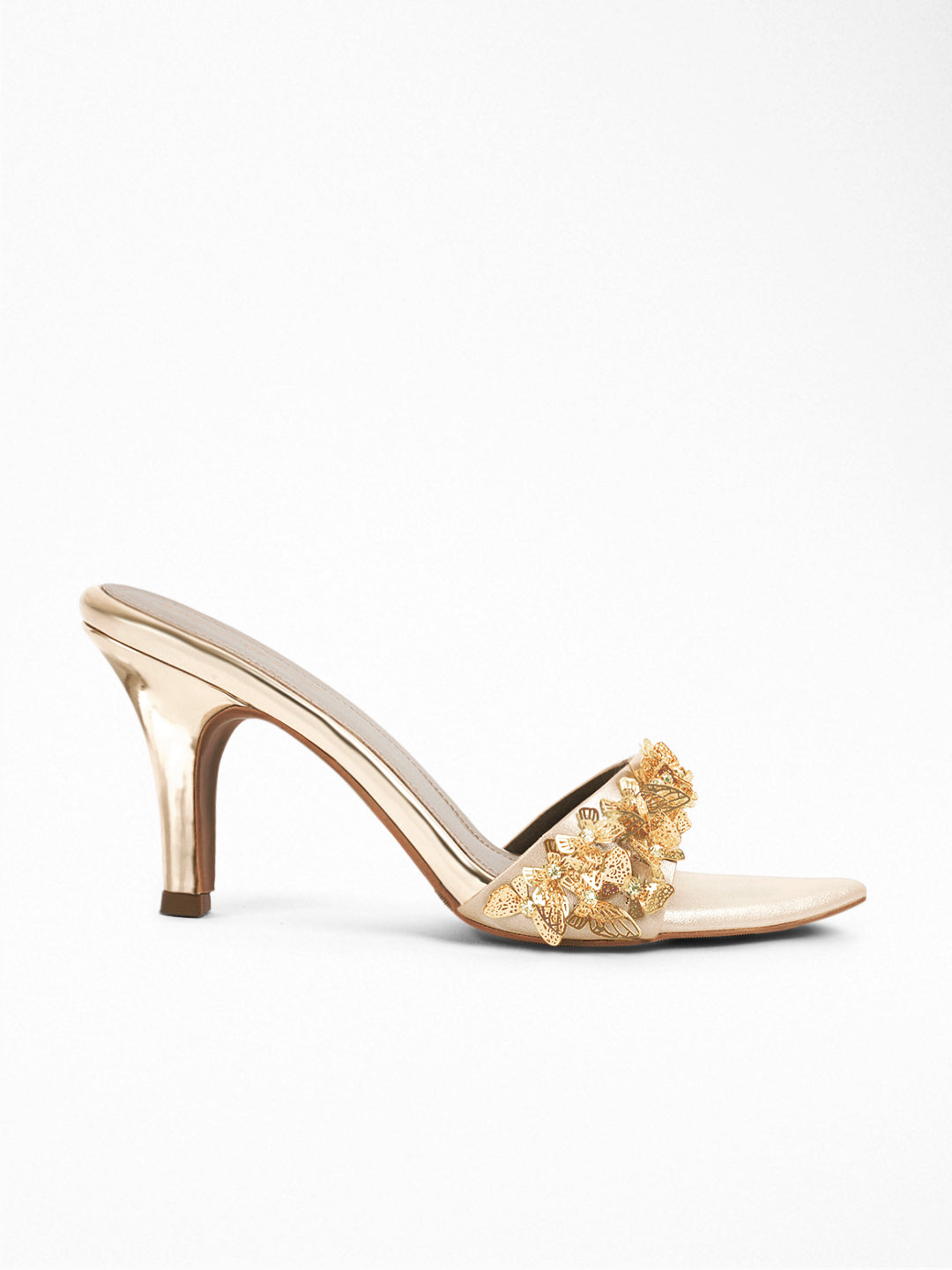 Gold Butterfly Heel Mule