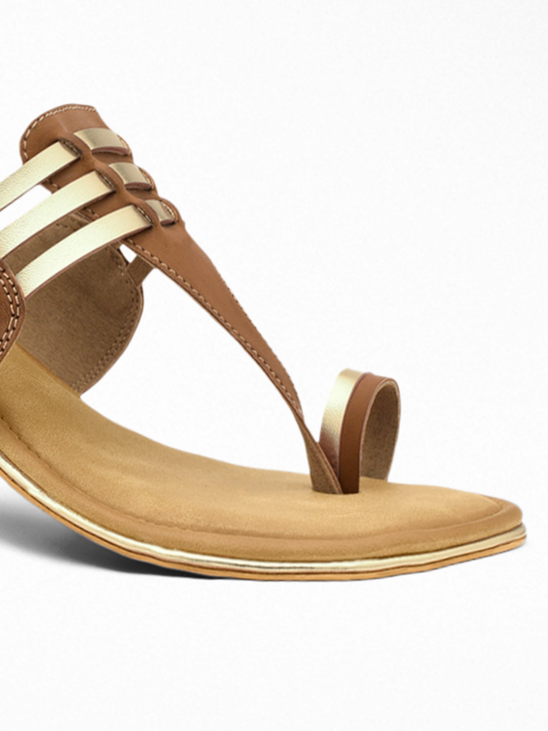 Tan Scallop Block Heel Sandal
