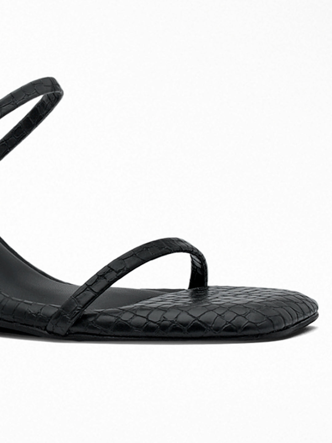Black Croc Wedge Mule