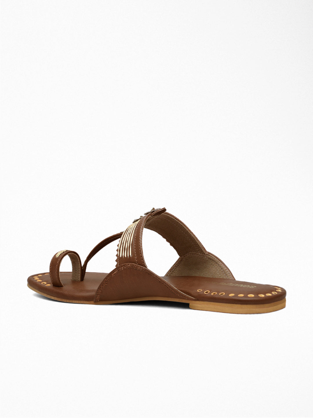 Tan Gold Ethnic Flat Sandal