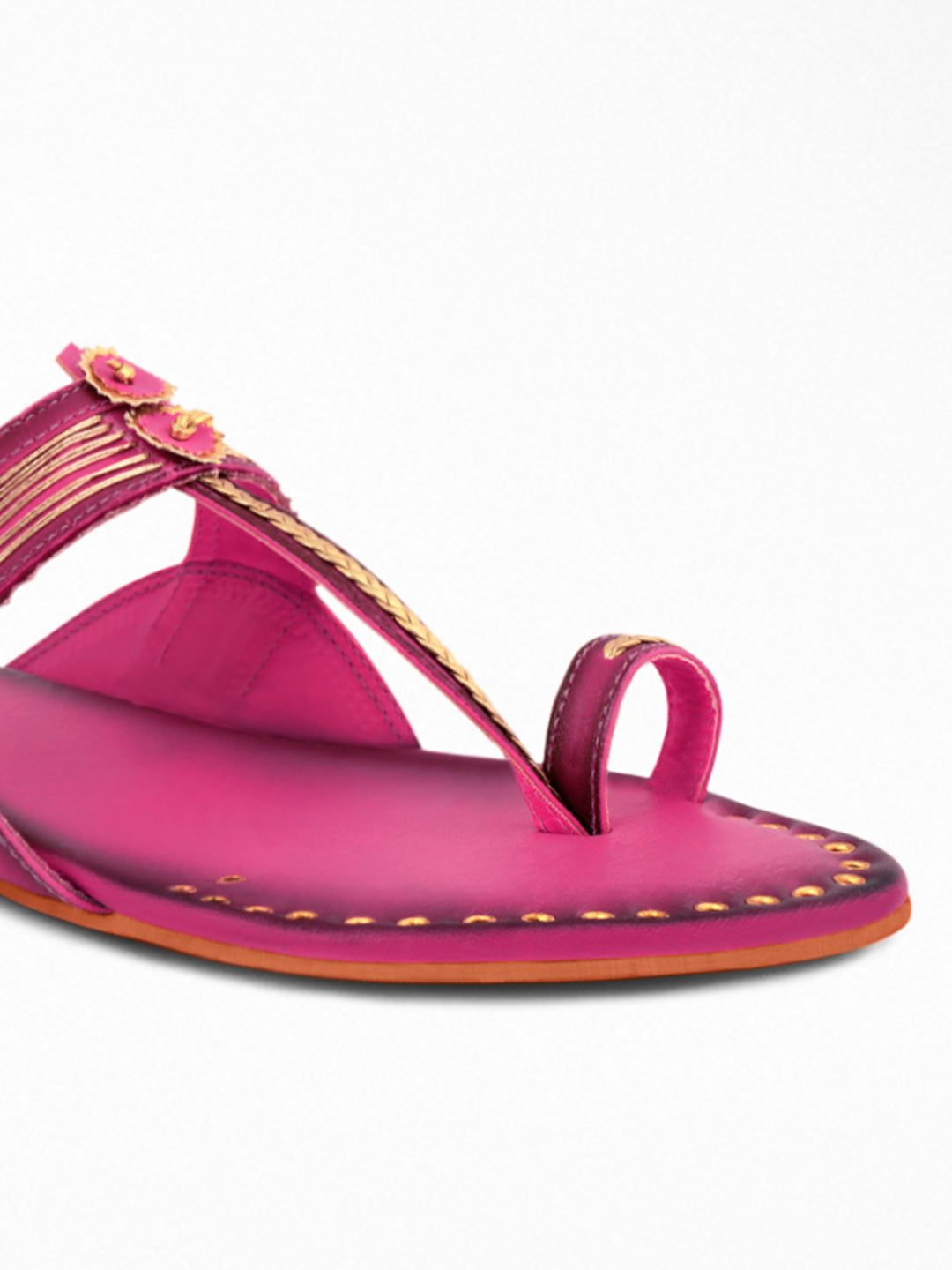 Pink Gold Ethnic Flat Sandal