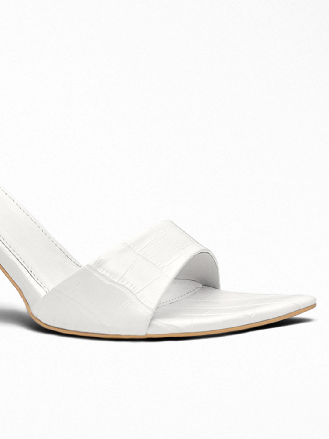 White Croc heels Mule