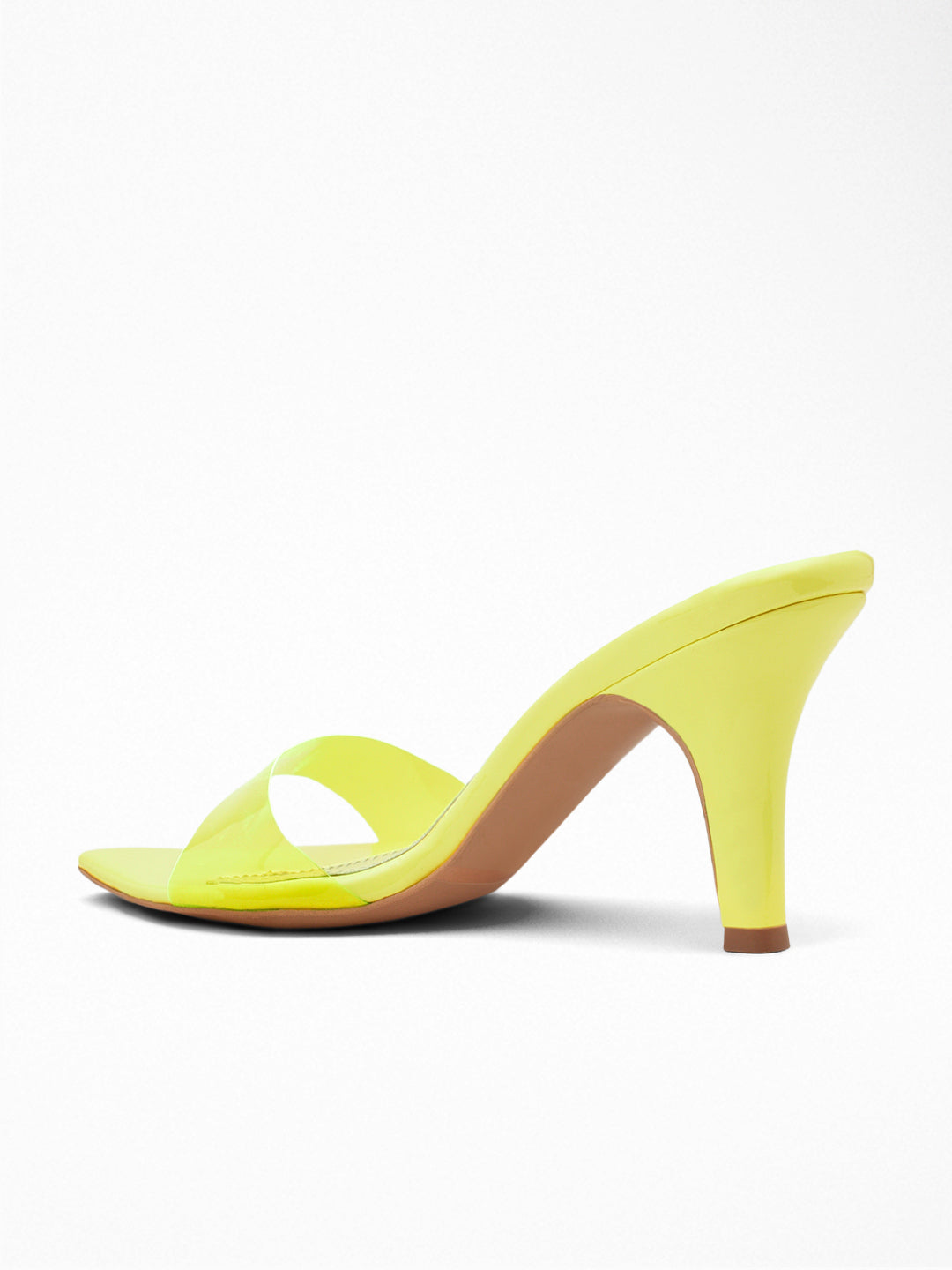 Neon Yellow transparent heels Mule