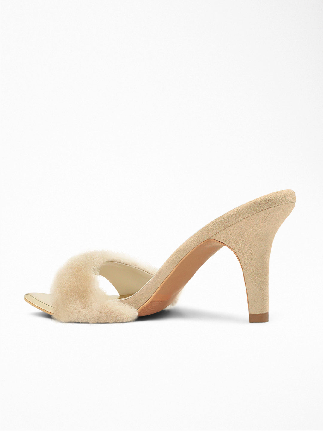 Nude Faux Fur heels Mule