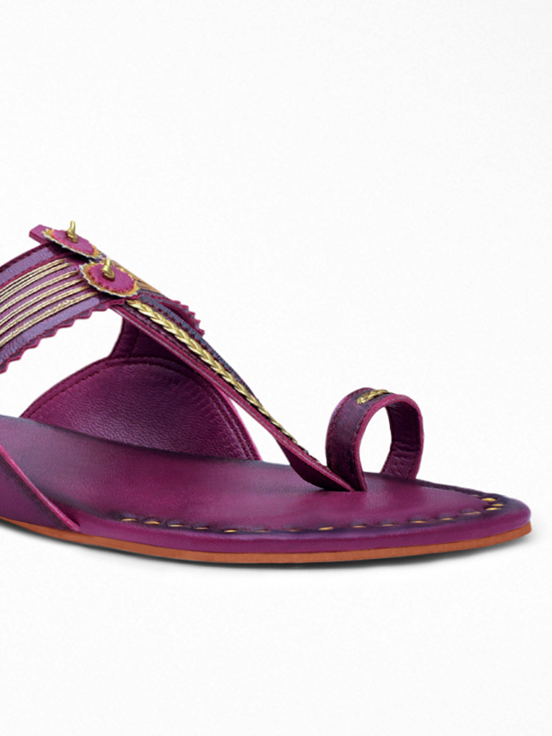 Purple Gold Ethnic Flat Sandal