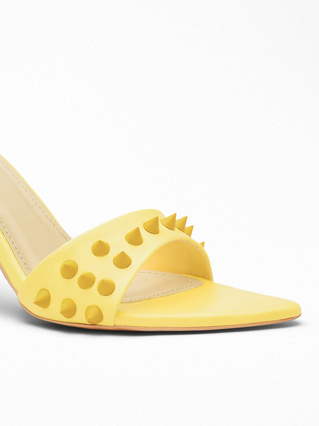Yellow Spike Stud heels Mule