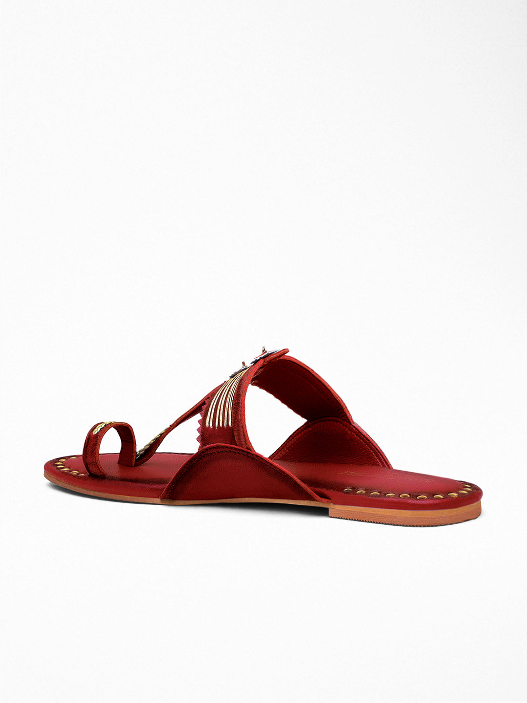 Red Gold Ethnic Flat Sandal