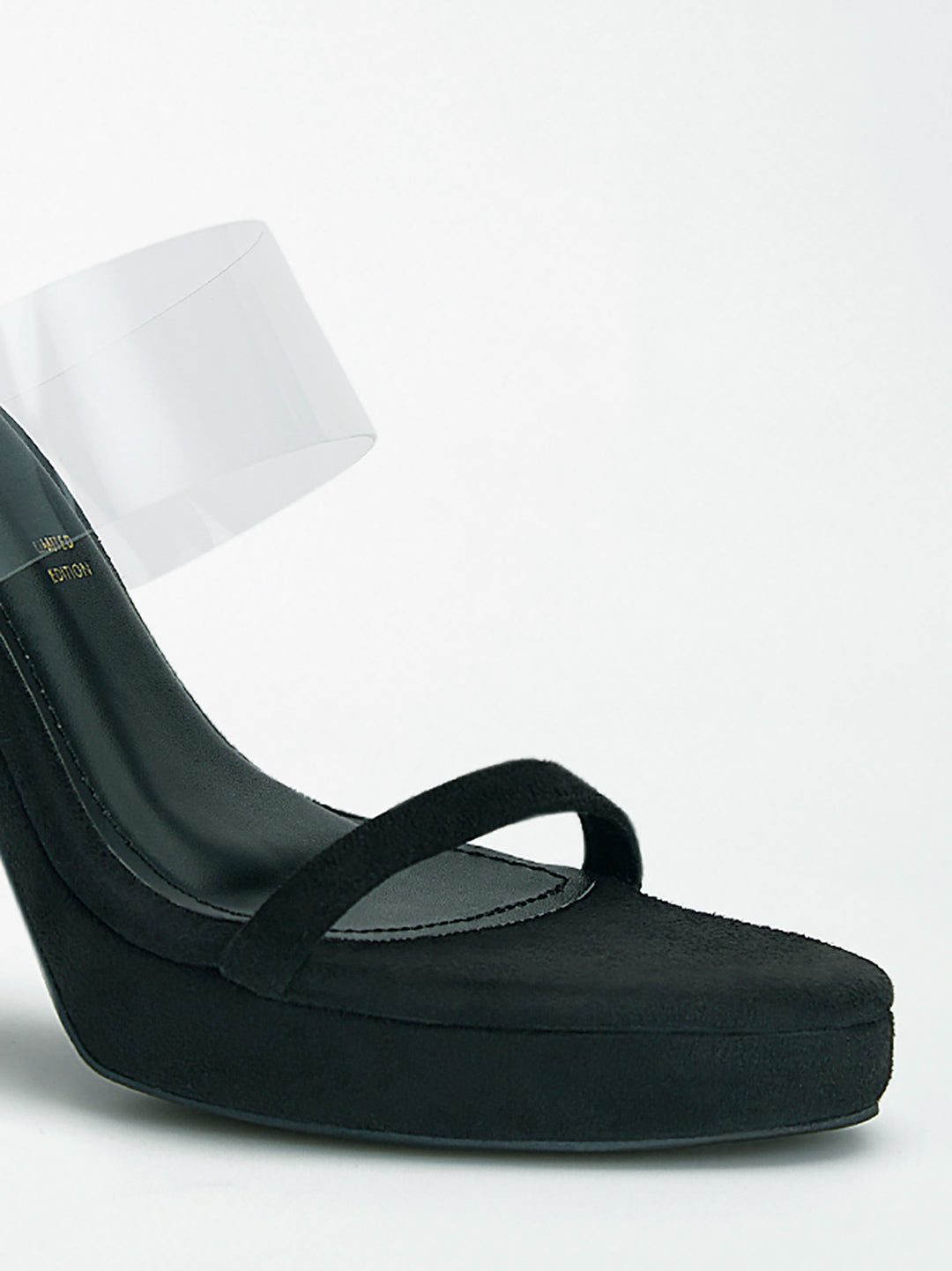 Black Crystal Jewel Heel wedge Mule