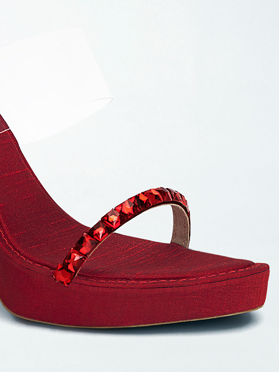 Red Crystal Jewel Heel wedge Mule