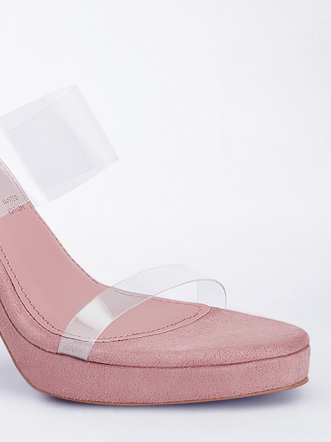 Pink Crystal Jewel Heel wedge Mule