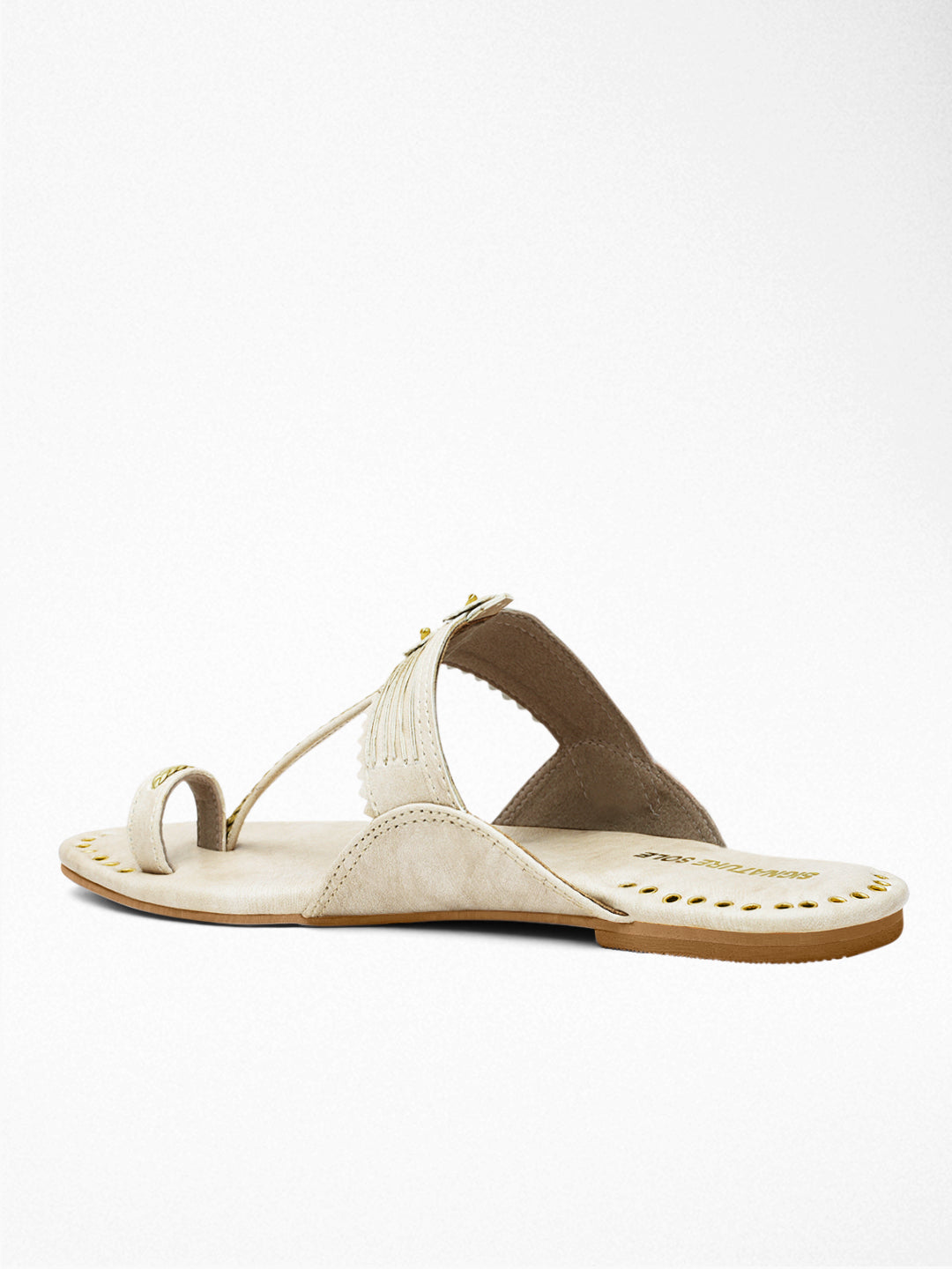 Off-White Gold Ethnic Flat Sandal