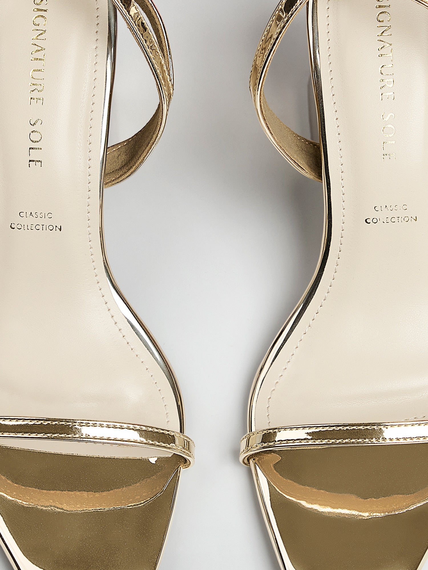 Gold Strappy Ankle Block Heel Sandal