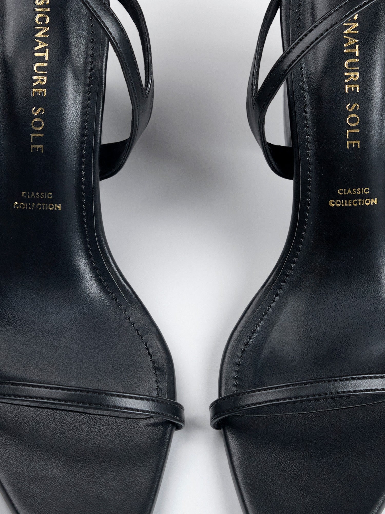 Black Strappy Ankle Block Heel Sandal